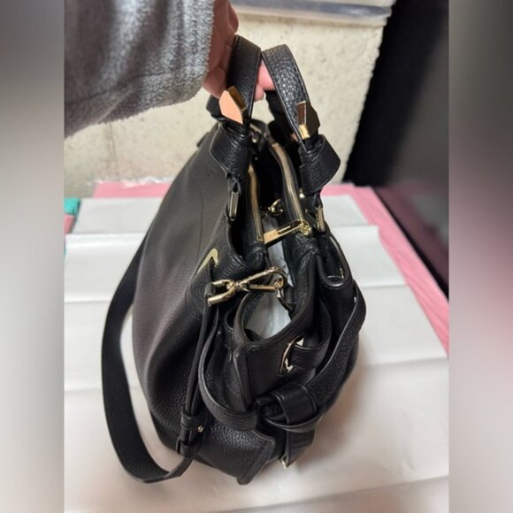 Michael Kors Greta Large Pebbled Leather Satchel Black - Picture 7 of 14